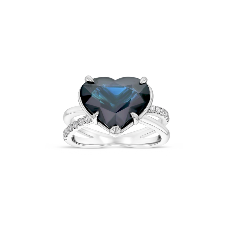 5.03 Ct Vivid Blue Sapphire Heart Ring