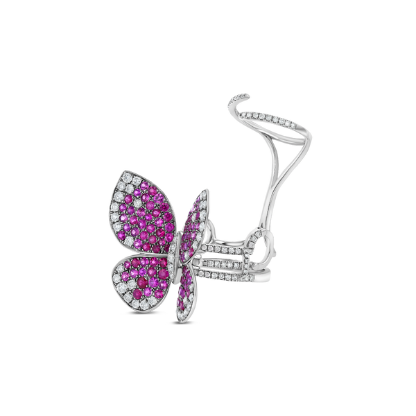 Pink Sapphire & Diamond Moving Butterfly Ring