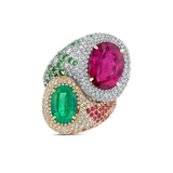 Emerald & Rubellite Tourmaline Ring
