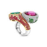 Emerald & Rubellite Tourmaline Ring