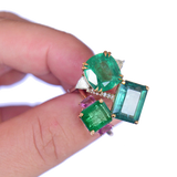 3 ct Zambian Emerald Three-Stone Ring