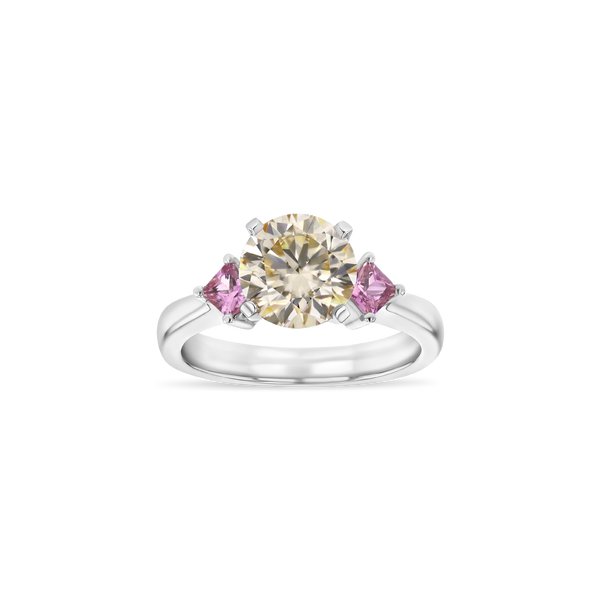 1 ct Diamond & Pink Sapphire Three-Stone Engagement Ring