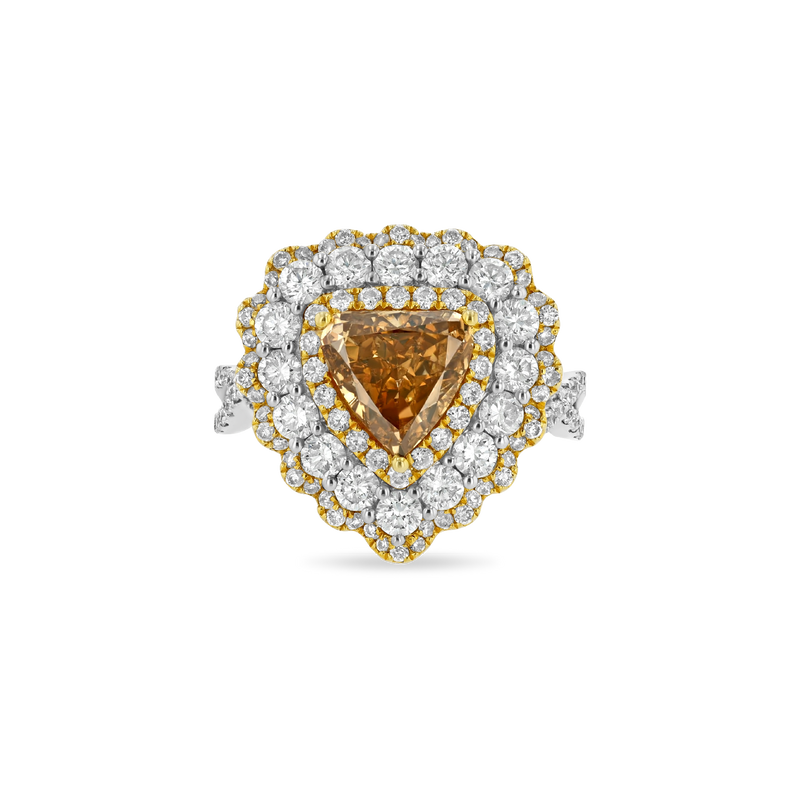 1.7 ct Orange Trillion-Cut Diamond Ring
