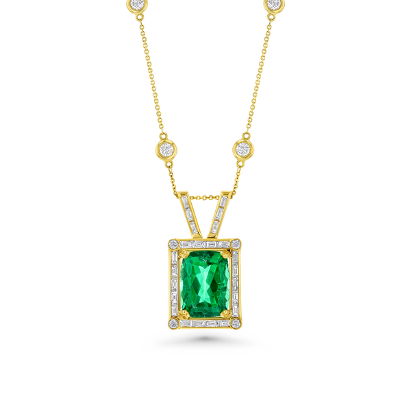 12 ct Colombian Emerald & Diamond necklace