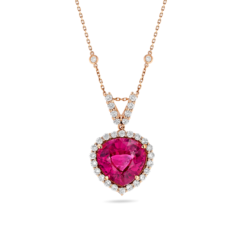 11 ct Hot Pink Tourmaline Pendant Necklace