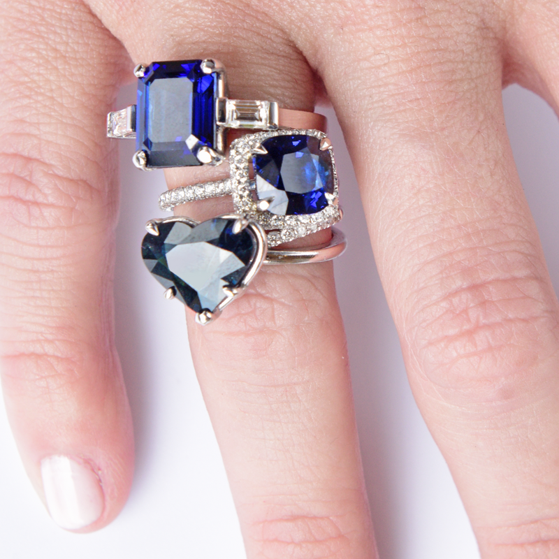5.03 Ct Vivid Blue Sapphire Heart Ring
