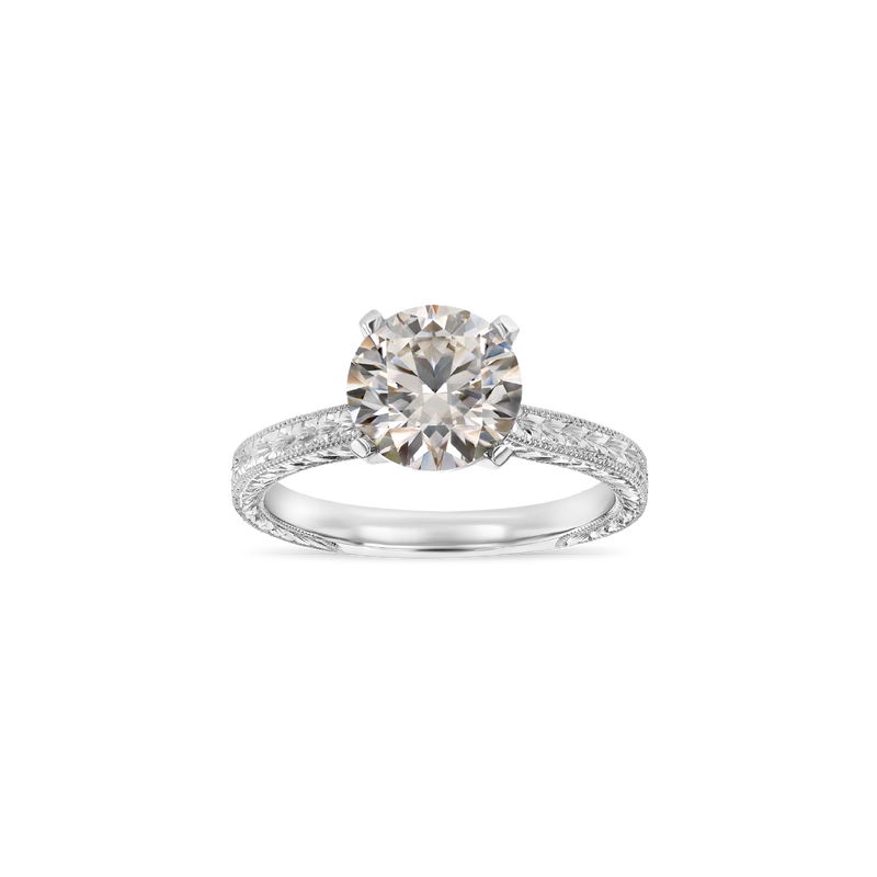 2 ct Round Engagement Ring - Semi-Mount with Engraving