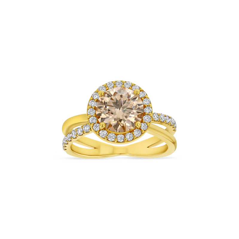 1 ct Round Engagement Ring - Semi-Mount Split-Shank in Yellow Gold - Mounting Only