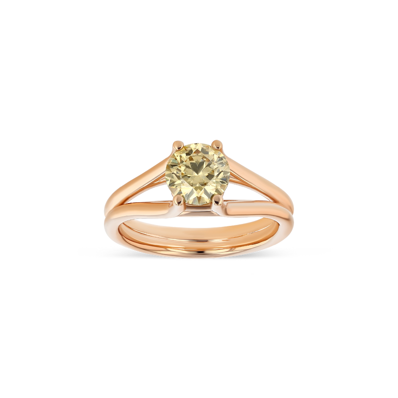 2 ct Yellow Diamond Rose Gold Ring