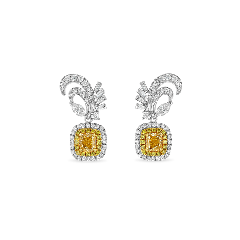 Yellow Diamond Ring & Earrings Set