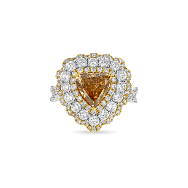 1.7 ct Orange Trillion-Cut Diamond Ring