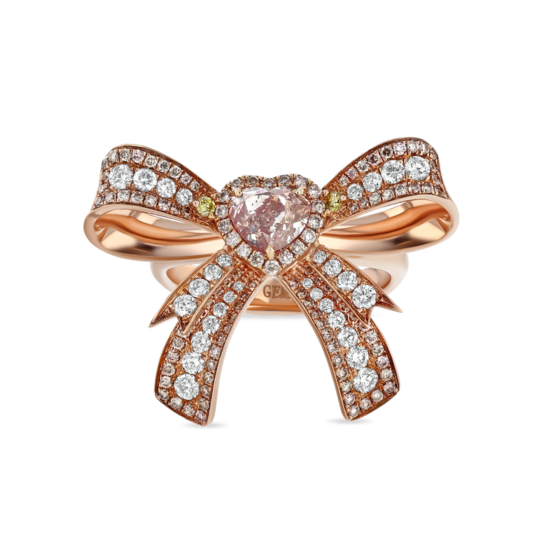 Fancy Pink Diamond Rose Gold Bow Ring