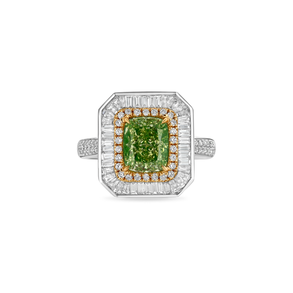2.01 ct Green Yellow Diamond Ring