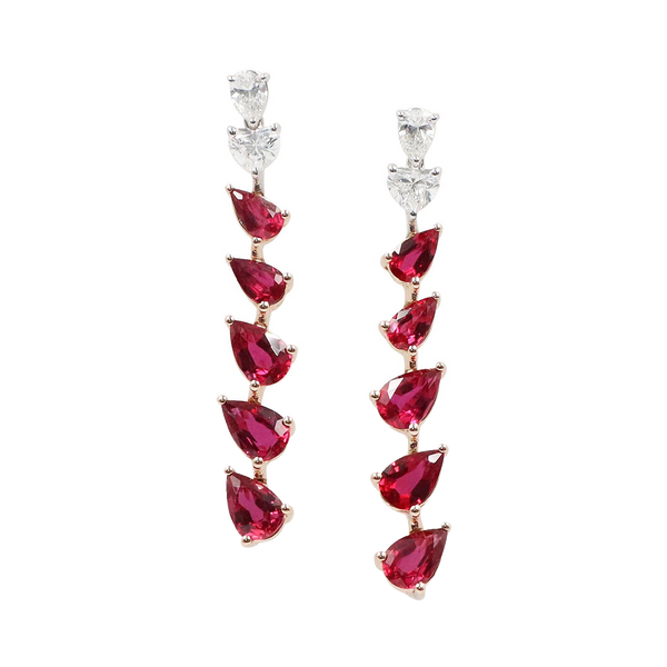 3.95 ct Pigeon Blood Ruby & Diamond Earrings